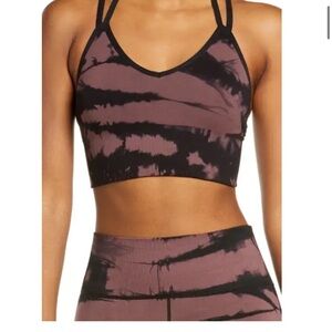 Zella Black and Brown Tie-Dye Seamless Sports Bra size Large